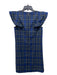 Draper James Size 0 Blue & Black Poly Plaid Shift Dress Ruffle sleeve Dress Blue & Black / 0