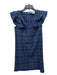 Draper James Size 0 Blue & Black Poly Plaid Shift Dress Ruffle sleeve Dress Blue & Black / 0