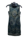 Antonio Melani Size 0 Blue, Green & Gold Poly Metallic Paisley high neck Dress Blue, Green & Gold / 0