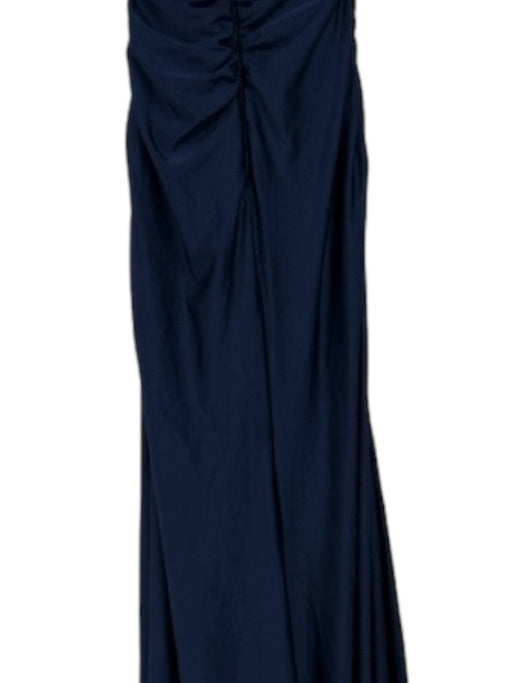 La Femme Size 4 Navy Polyester One Shoulder Sleeveless Fitted Gown Navy / 4