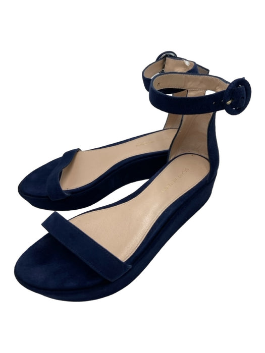 Stuart Weitzman Shoe Size 7 Navy Suede Toe Strap Open Toe Ankle Strap Sandals Navy / 7