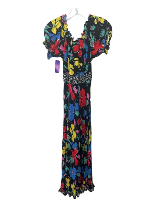 Rixo for Target Size 4 Black & Multi Rayon Floral Wide Neck Midi Dress Black & Multi / 4