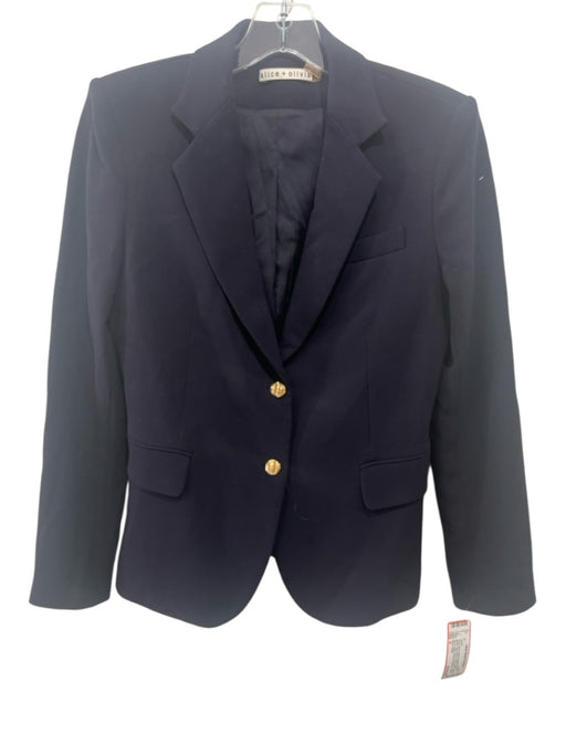 Alice + Olivia Size 4 navy & gold Polyester Blend darted Flap Pocket Jacket navy & gold / 4