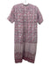 Matta Size S White & Pink Cotton Floral Short Sleeve V Neck Pocketed Dress White & Pink / S