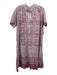 Matta Size S White & Pink Cotton Floral Short Sleeve V Neck Pocketed Dress White & Pink / S