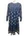 Matta Size S Blue & White Cotton Floral Long Balloon Sleeve Tie Neck Dress Blue & White / S