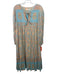 Spell & The Gypsy Size M Blue & Orange Viscose Blend Floral Tie V Neck Dress Blue & Orange / M