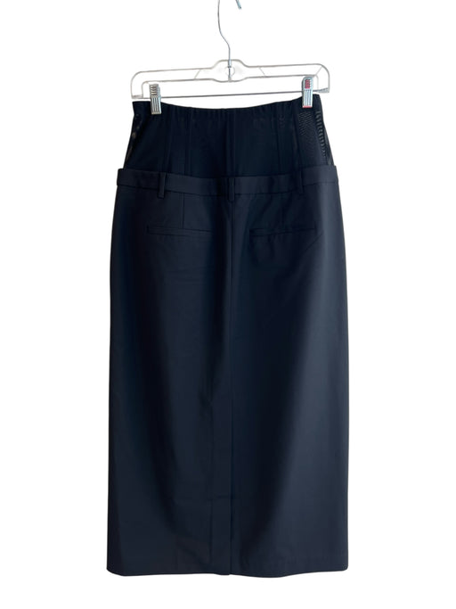 Tibi Size 8 Black Polyester & Wool High Waist Boned Mesh Detail Midi Skirt Black / 8