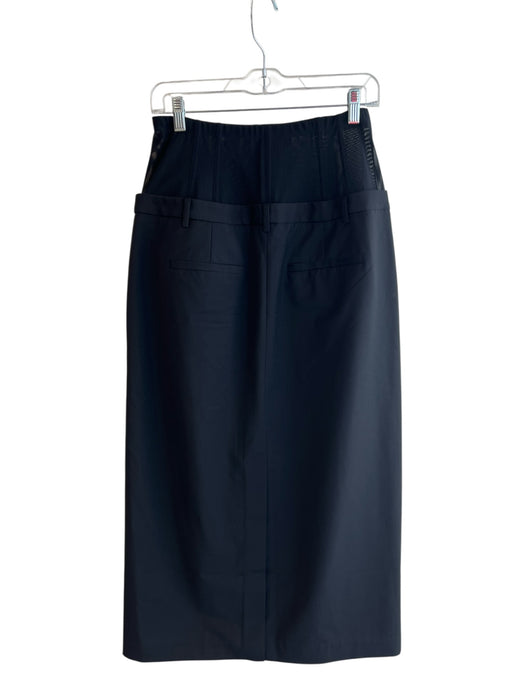 Tibi Size 8 Black Polyester & Wool High Waist Boned Mesh Detail Midi Skirt Black / 8