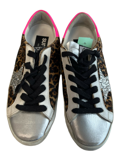 Golden Goose Shoe Size 36 Multi Leather & Calf Fur Leopard Print Lace Up Shoes Multi / 36