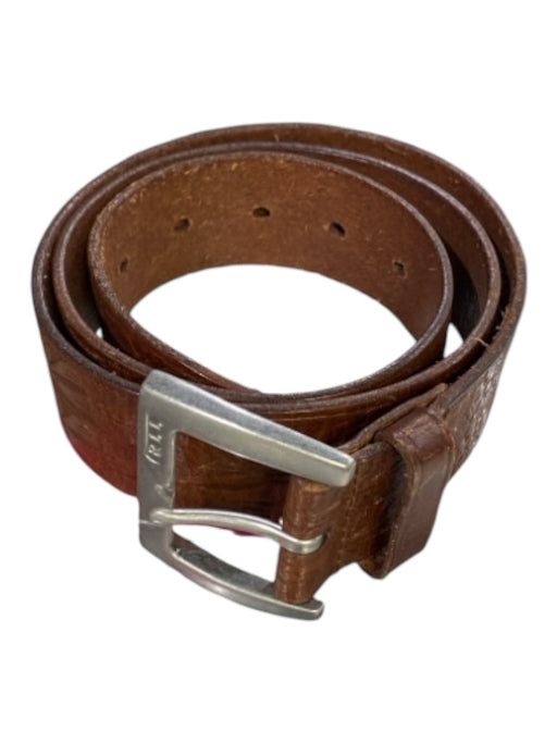 Lauren Ralph Lauren Brown Leather Tooled Scroll Silver Buckle Western Belts Brown / Est Small