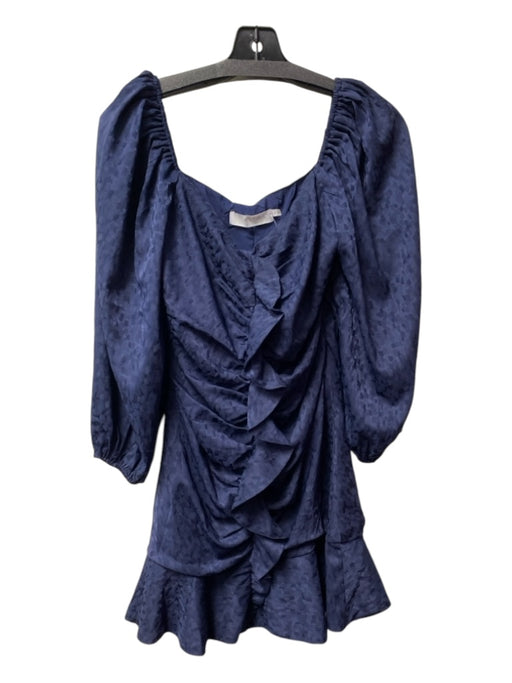 ASTR Size Medium Navy Viscose Blend Long Balloon Sleeve Off Shoulder Tonal Dress Navy / Medium