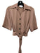 Nanushka Size S Brown Triacetate Collared Button Up Short Sleeve Crop Top Brown / S