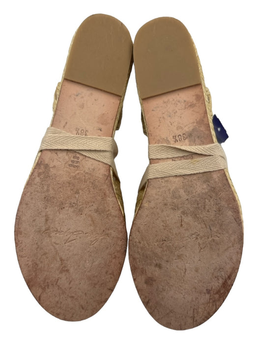 Isa Tapia Shoe Size 38.5 Beige Straw Peep Toe Tie Ankle Woven Wedges Beige / 38.5
