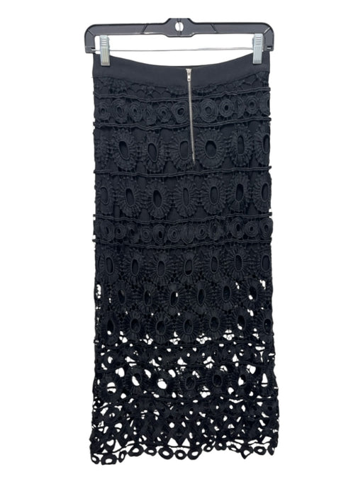 endless rose Size Small Black Polyester Maxi Crochet Lace Back Zip Skirt Black / Small