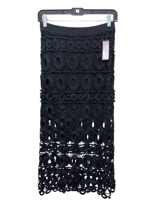 endless rose Size Small Black Polyester Maxi Crochet Lace Back Zip Skirt Black / Small