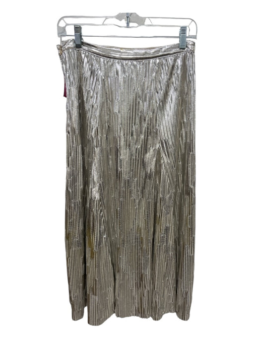 Maeve Size 2 Silver Polyester metalic Midi Pleat Detail Side Zip Skirt Silver / 2