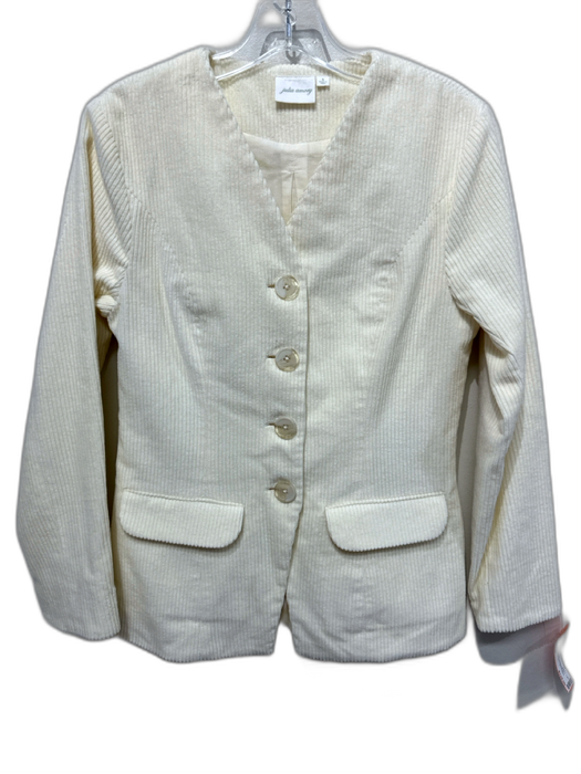 Julia Amory Size Small Cream White Cotton Long Sleeve Corduroy Jacket Cream White / Small