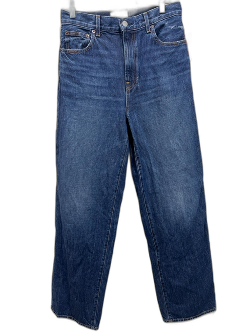 A.L.C. Size 26 Dark Wash Cotton Denim High Rise Faded Wide Leg Whiskering Jeans Dark Wash / 26