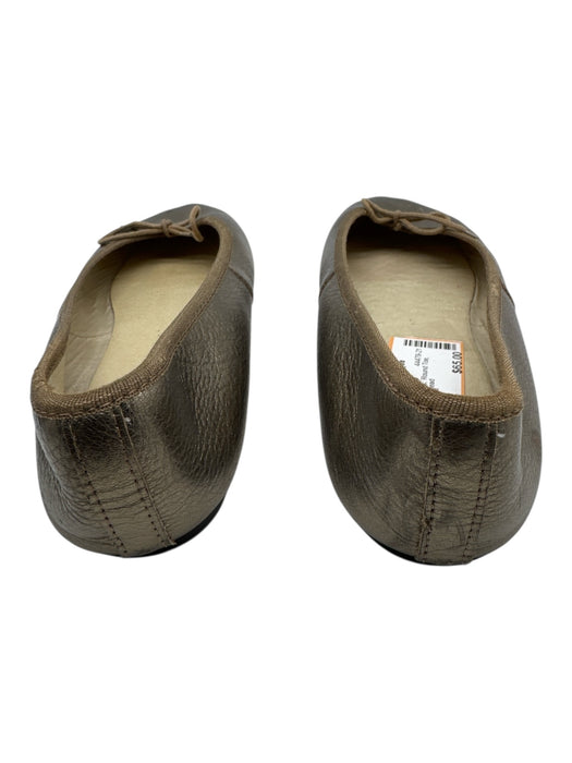 London Sole Shoe Size 42 Pewter Leather Metallic Round Toe Bow Ballet Flat Flats Pewter / 42