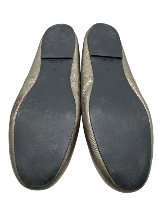 London Sole Shoe Size 42 Pewter Leather Metallic Round Toe Bow Ballet Flat Flats Pewter / 42