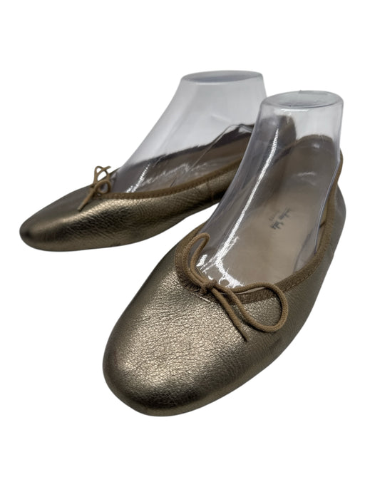 London Sole Shoe Size 42 Pewter Leather Metallic Round Toe Bow Ballet Flat Flats Pewter / 42