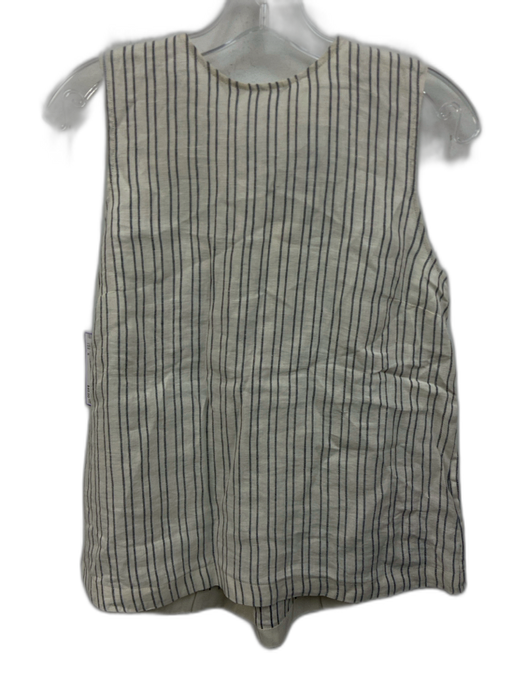 Theory Size S White & Blue Linen Pinstripe Lace Up Back Sleeveless Top White & Blue / S