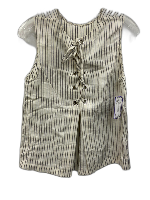 Theory Size S White & Blue Linen Pinstripe Lace Up Back Sleeveless Top White & Blue / S
