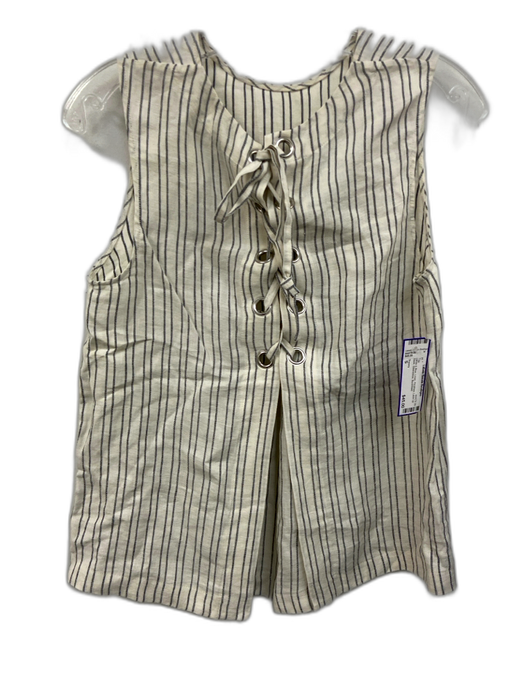 Theory Size S White & Blue Linen Pinstripe Lace Up Back Sleeveless Top White & Blue / S