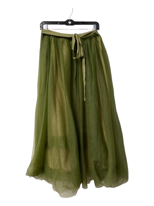 J Crew Size 4 Olive Green Nylon Tulle Zip Back Belted Lined Skirt Olive Green / 4