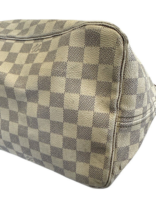 Louis Vuitton White Print Coated Canvas Damier Azur Tote Neverfull Bag White Print / GM