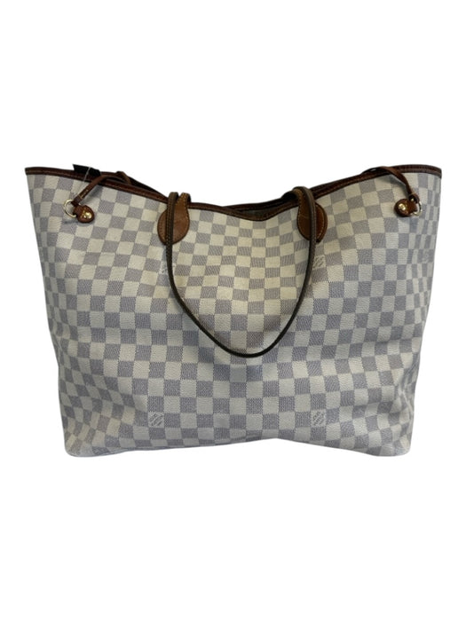 Louis Vuitton White Print Coated Canvas Damier Azur Tote Neverfull Bag White Print / GM