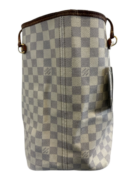 Louis Vuitton White Print Coated Canvas Damier Azur Tote Neverfull Bag White Print / GM