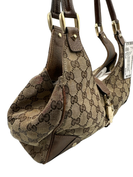Gucci Beige & Brown Canvas Monogram Hobo Vintage Bag Beige & Brown / Small