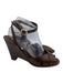 Louis Vuitton Shoe Size 40.5 Brown Leather Criss Cross Ankle Strap Wedge Sandals Brown / 40.5