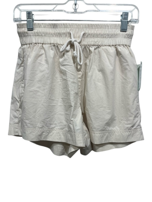 Frame Size S Cream Cotton Elastic Drawstring Waist Zipper Pockets Shorts Cream / S