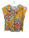 Crosby Size S Orange, Blue, Pink Cotton Short Sleeve Abstract Print Top Orange, Blue, Pink / S