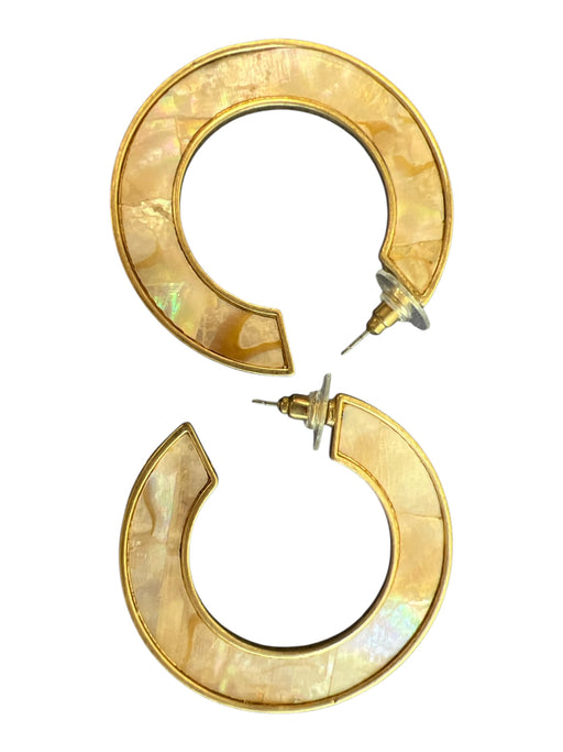 No Brand Gold & White Metal Hoop Marble Jewelry Gold & White