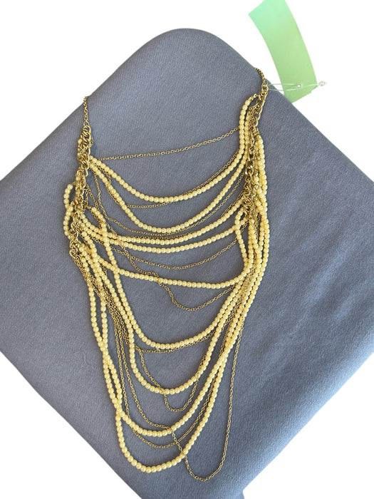 No Brand goldtone Faux Pearl Mulit Layered Lobster Clasp Long Necklace goldtone