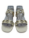 Larroude Shoe Size 8 Cream & Gold Leather Metal Detail Ankle Buckle Flat Sandals Cream & Gold / 8