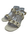 Larroude Shoe Size 8 Cream & Gold Leather Metal Detail Ankle Buckle Flat Sandals Cream & Gold / 8