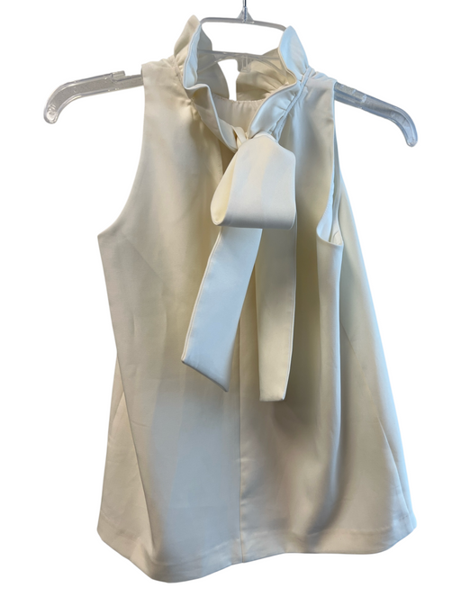 Tuckernuck Size XXS White Polyester Sleeveless Back Tie Ruffle Neck Lined Top White / XXS