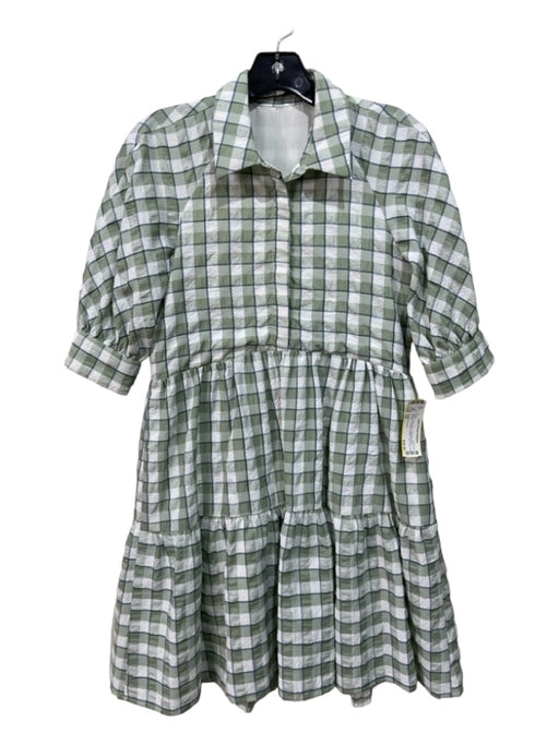 English Factory Size XS Green, White, Blue Polyester Blend Gingham Dress Green, White, Blue / XS