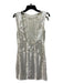 ABS Size 4 Ivory Polyester Sequin Open Back Sleeveless Knee Dress Ivory / 4