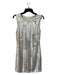 ABS Size 4 Ivory Polyester Sequin Open Back Sleeveless Knee Dress Ivory / 4