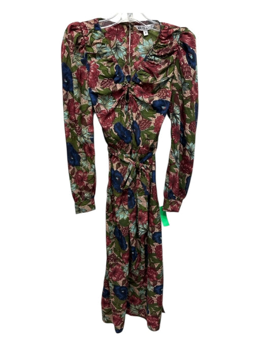 Walter Baker Size S Brown, Green & Blue Polyester Long Sleeve Floral Dress Brown, Green & Blue / S