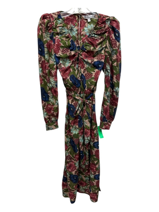 Walter Baker Size S Brown, Green & Blue Polyester Long Sleeve Floral Dress Brown, Green & Blue / S