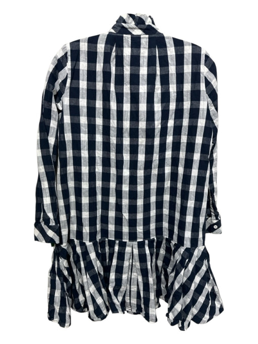 Tuckernuck Size XXS Navy & white Cotton Long Balloon Sleeve Checked Dress Navy & white / XXS