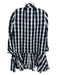 Tuckernuck Size XXS Navy & white Cotton Long Balloon Sleeve Checked Dress Navy & white / XXS