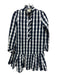 Tuckernuck Size XXS Navy & white Cotton Long Balloon Sleeve Checked Dress Navy & white / XXS